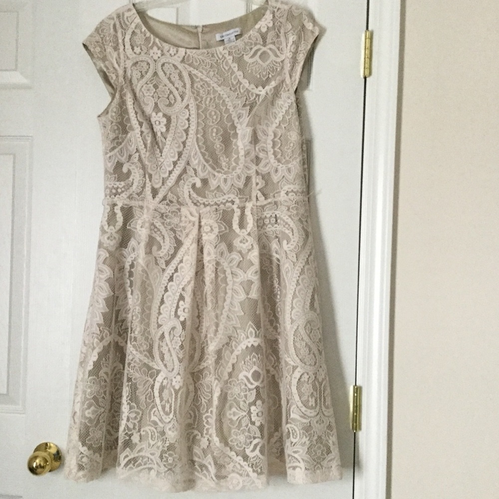 Liz Claiborne Cream Lace Dress, Sz 14 sleeveless